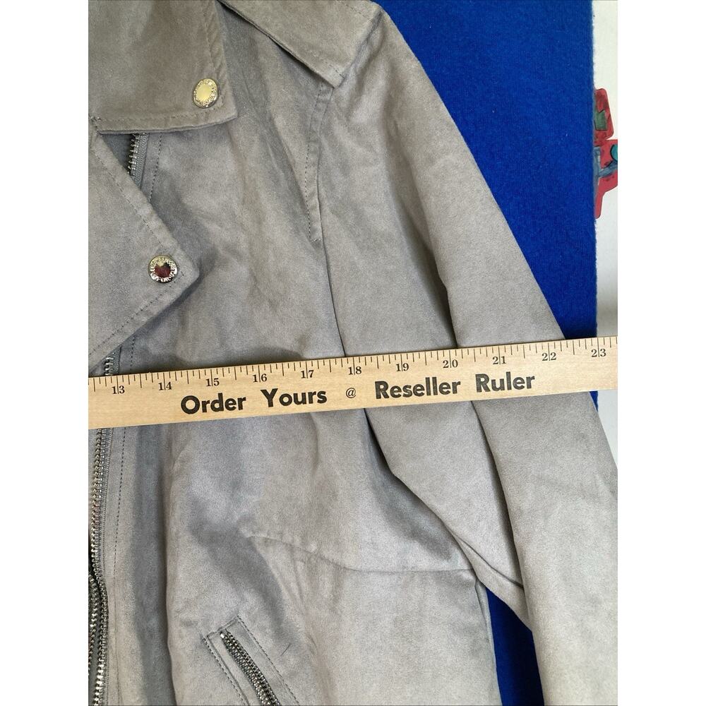 Levi Strauss & Co Womens Size 1X size 16-18 Faux Leather Moto Biker Jacket Grey - Picture 12 of 16
